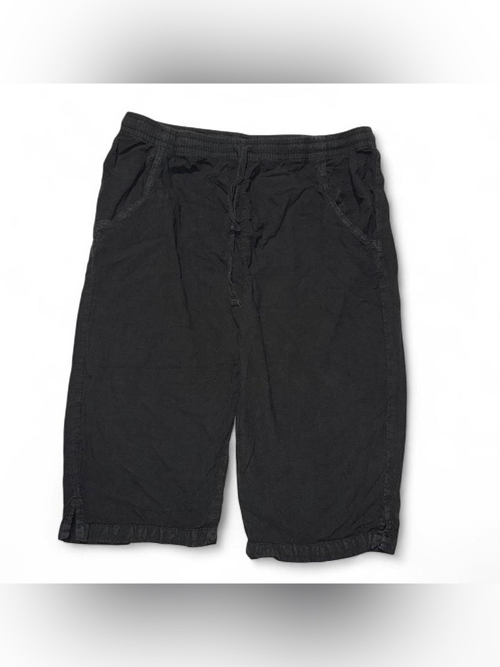 Regtop USA Large Black Cotton Drawstring Elastic Waist Casual Shorts